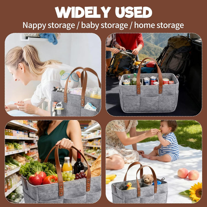 Filztasche Storage Faltbar, 16L Filztaschen Einkaufstasche mit Fächern Filztaschestorage Faltbar Fil