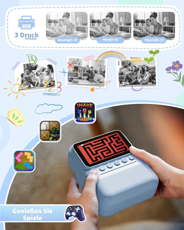 Kinderkamera Sofortbildkamera, 48MP 3.0 Zoll Sofortbildkamera Kinder mit 32G Karte & 3 Rollen Druckp