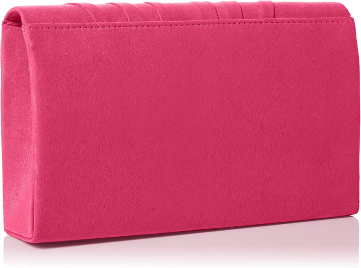 SwankySwans Iggy Suede Velvet Envelope Party Prom Clutch Bag Tasche Rosa (Fuchsia), Rosa (Fuchsia)