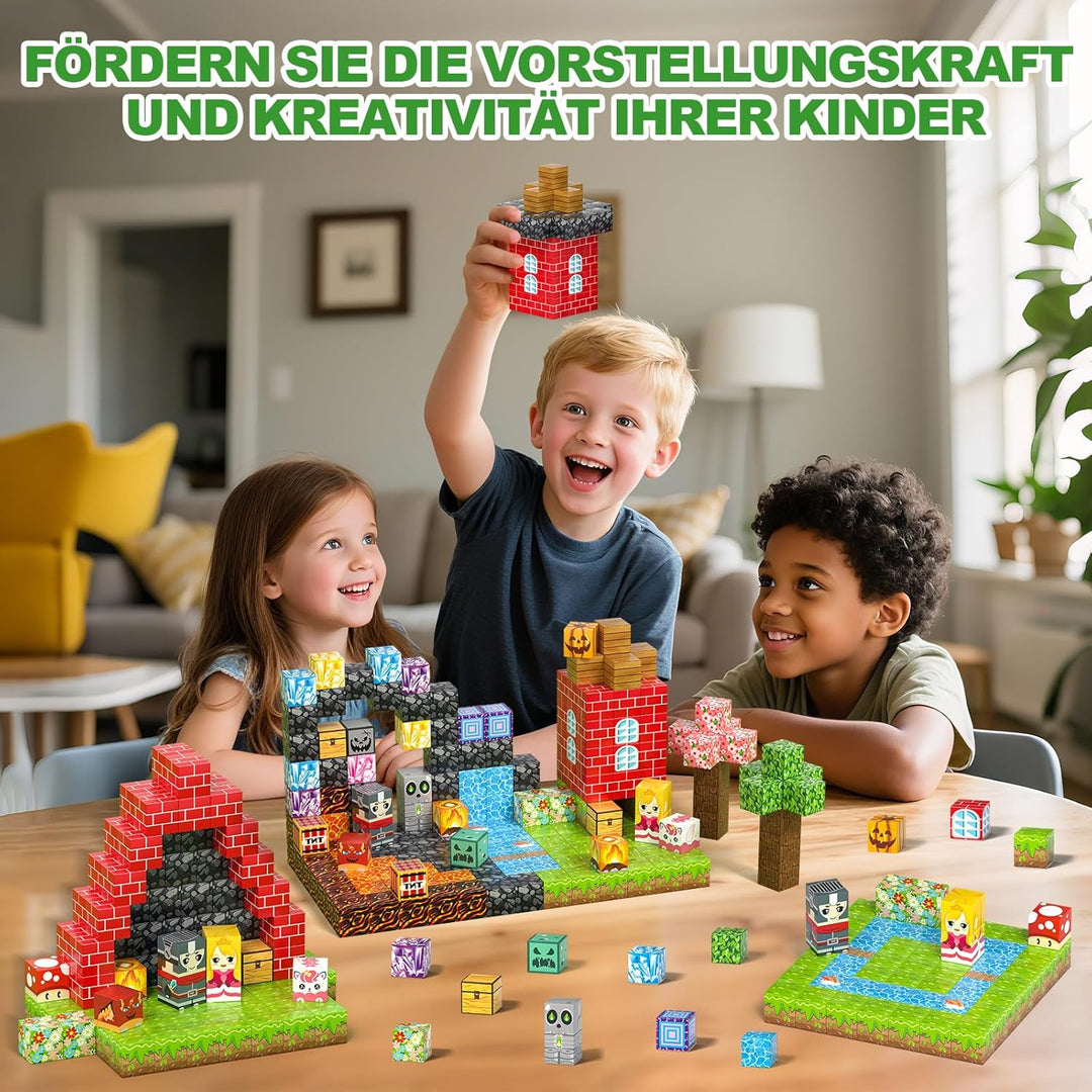 Magnetische Bausteine Kinder ab 3-9 Jahren, 208PCS Magnet Würfel Set | Upgrade-Magnet-Set, 208 Teile