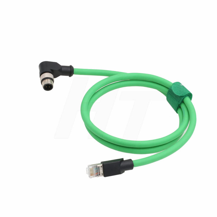 Industrial Ethernet M12 4-Pin D-Code Stecker rechtwinklig auf RJ45 Kabel, geschirmtes High-Flex CAT5