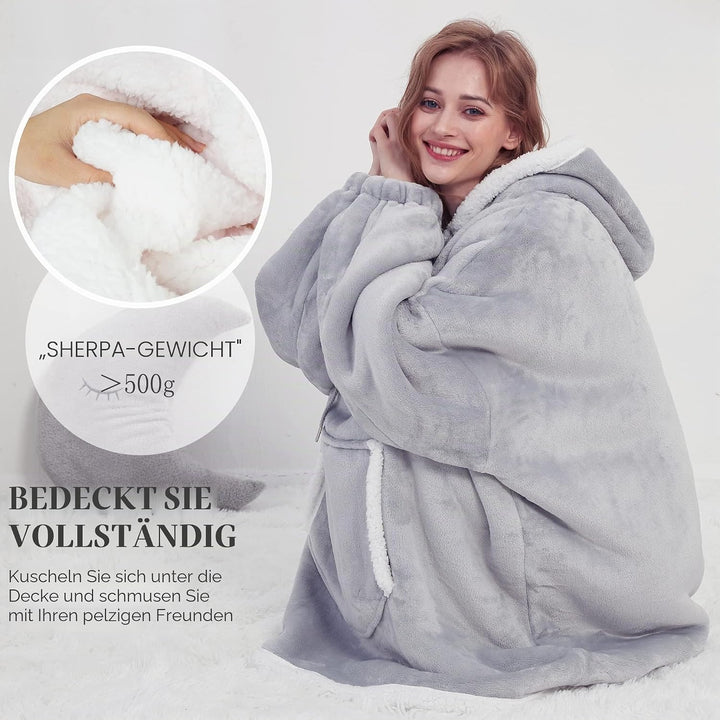 Viviland Pullover Damen & Herren Hoodie Sweatshirt, grosser und Warmer Hausanzug für Erwachsene Grau