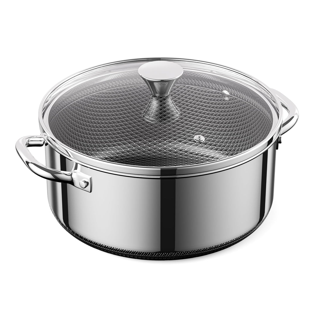 Kochtopf mit Deckel Hybrid 24cm/3.3L, Suppentopf Induktion Antihaft, Kühl bleibender Griff, Spülmasc