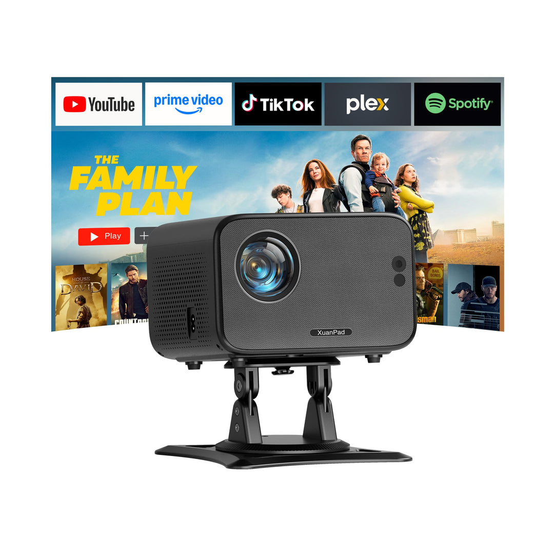 Smart Mini Beamer 4K kompatibel mit Apps XuanPad 30000 Lumen Beamer mit Autofokus & Trapezkorrektur,