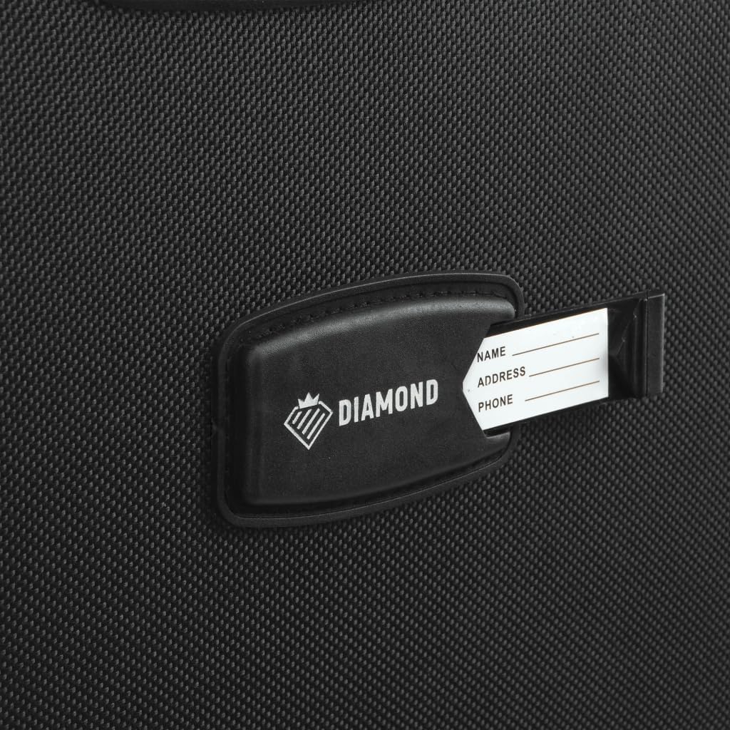 DIAMOND Weichschalen-Kabinenkoffer S 20" – Schwarz, Codura 1200D, 360° Rollen, Zahlenschloss, Erweit