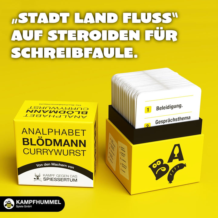 Kampf gegen das Spiessertum Analphabet Blödmann Currywurst – Die Buchstabenschlacht | Stadt Land Flu