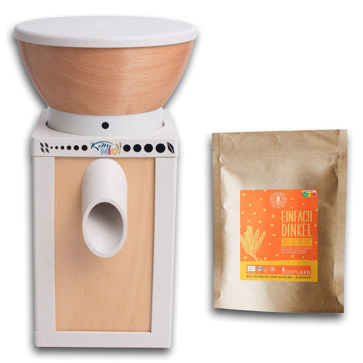 KoMoMio natur | Made in Austria | Edelkorund und Keramik Mahlstein | + 2,5 kg Bio Dinkel KoMoMio nat