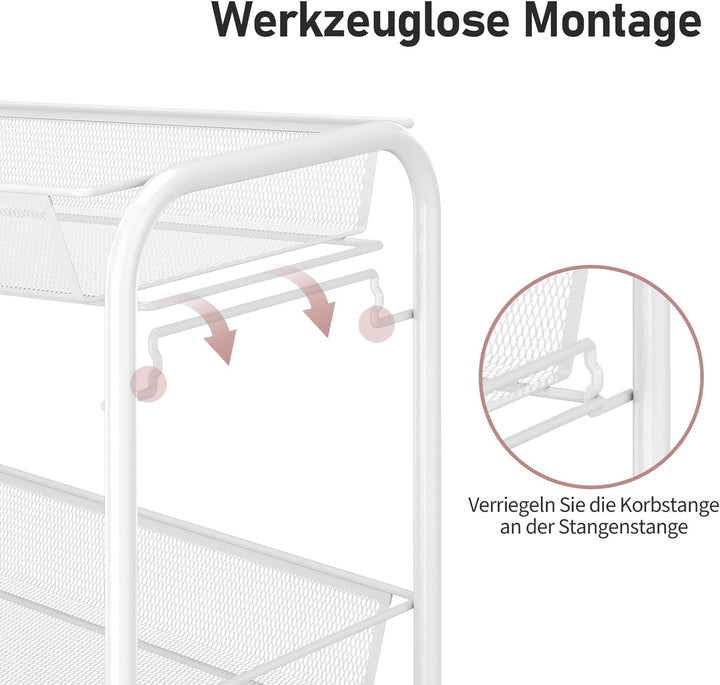 Urackify 3-stöckiger Rollwagen, Multifunktionaler mobiler Küchenwagen für Bad, Küche & Waschküche. R