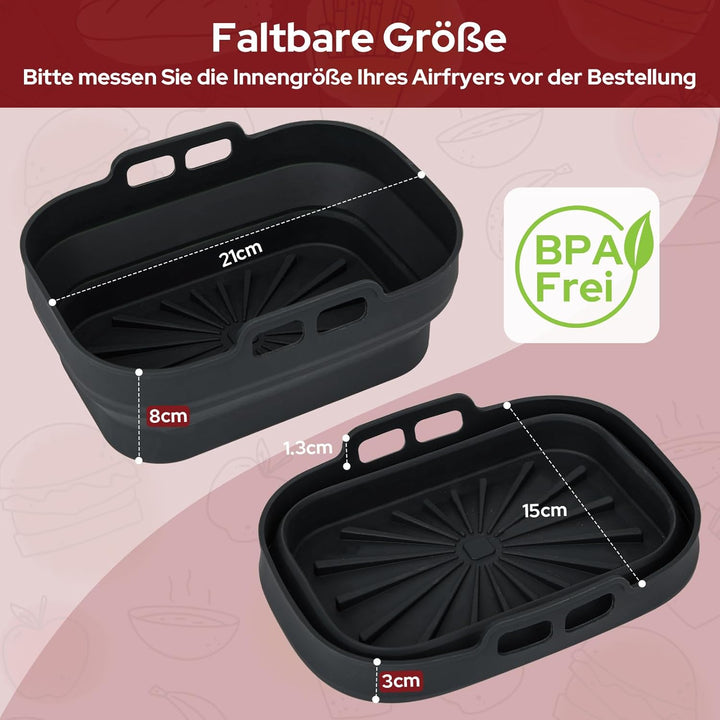 4 Stück Alyvisun Silikonformen für Heissluftfritteuse Wiederverwendbares Zubehör für Foodi Max Dual