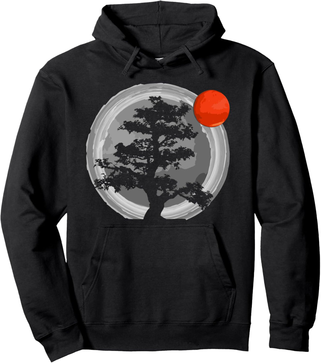 Bonsai Baum Japan Kreis Japanisch Zen Buddhistisch Sonnenunt Pullover Hoodie