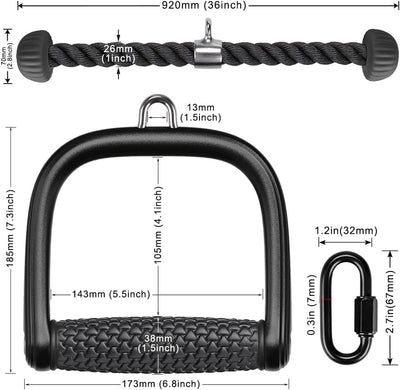 Kipika Trizeps Pull Down Aufsatz, Kabelmaschine Zubehör für Home Gym, Kabelmaschine Aufsätze Seilzug