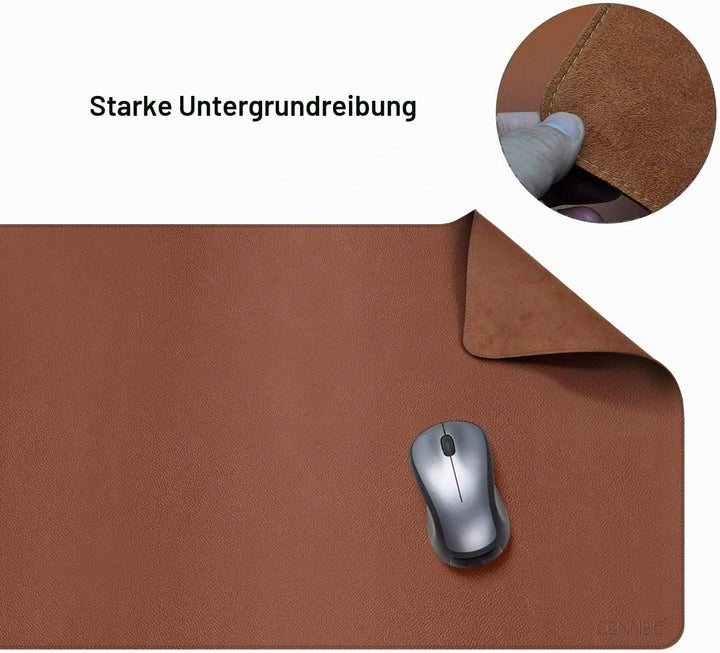 CENNBIE Schreibtischunterlage Leder 100 x 50cm, Extra grosse Tischunterlage, erweitertes PU-Leder Ma