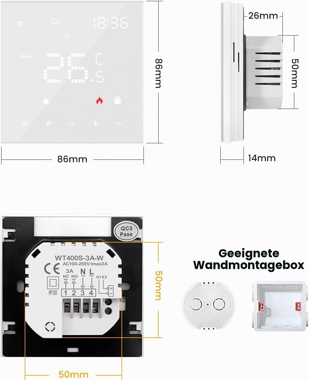 MIUCDA Smart Fussbodenheizung Thermostat WLAN Digital Raumthermostat Programmierbarer Heizungsthermo