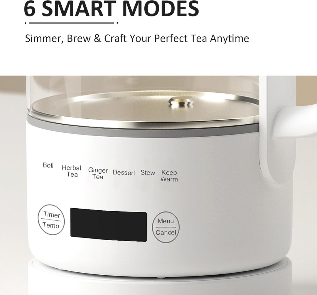 Glas Elektrisch Wasserkocher 0,6L 500W, 40-75°C Einstellbare Temperatur, 24-Stunden-Timer, Touch-Bed