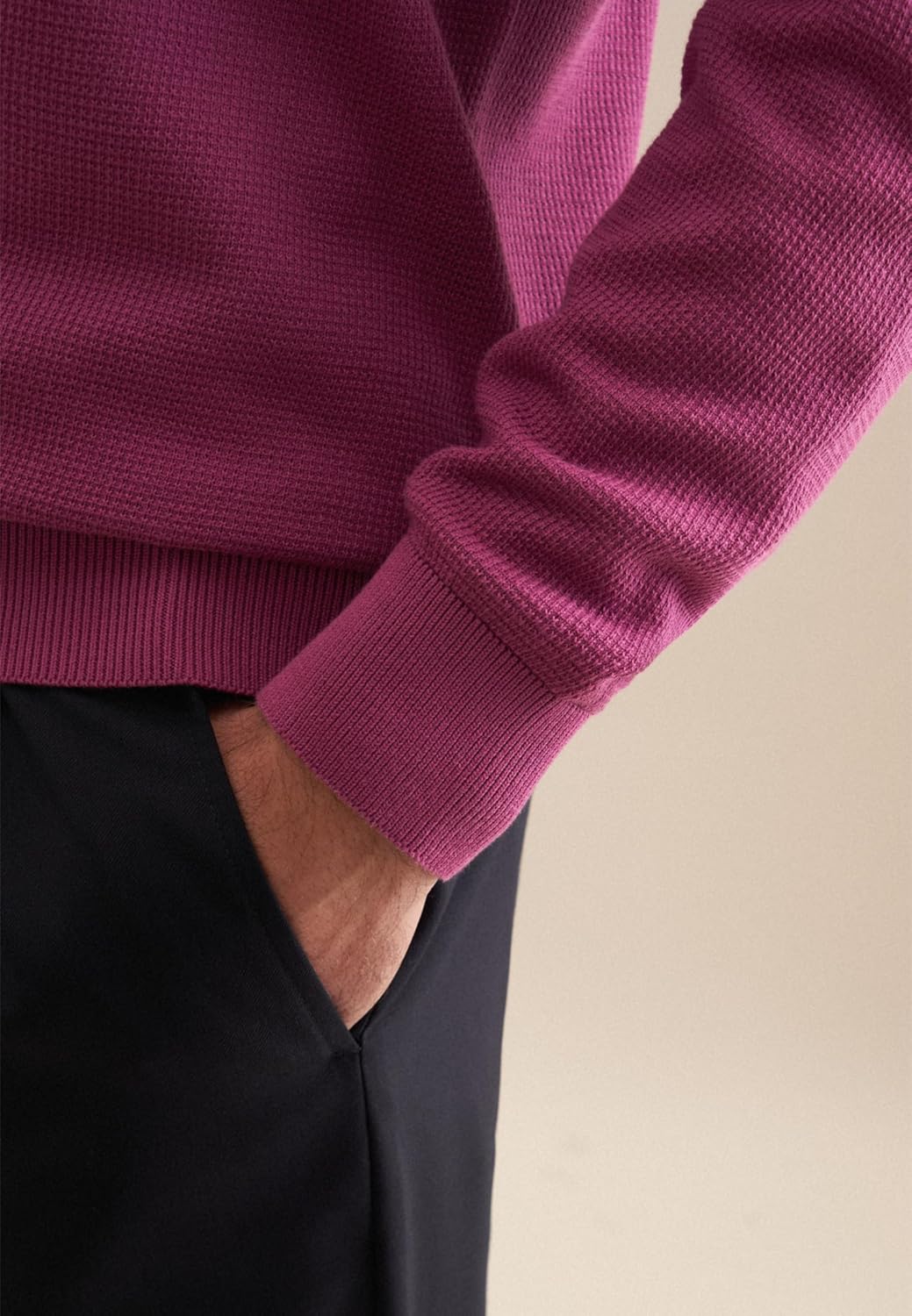 Seidensticker Herren Pullover - Regular Fit - Rundhalsausschnitt - Langarm - 100% Baumwolle M Rot, M