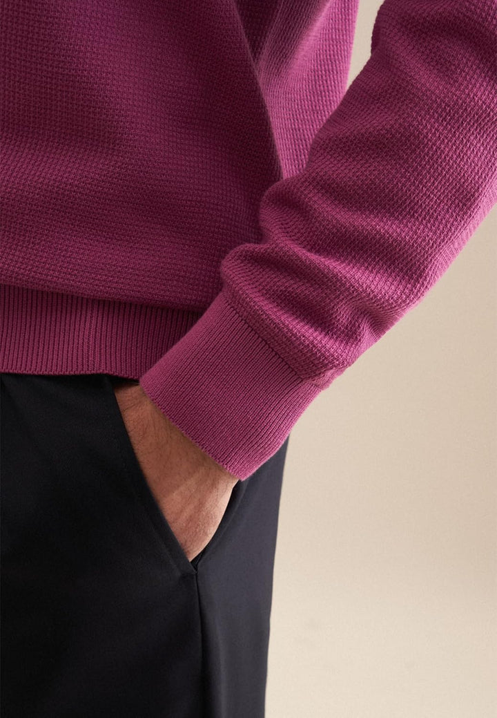 Seidensticker Herren Pullover - Regular Fit - Rundhalsausschnitt - Langarm - 100% Baumwolle M Rot, M