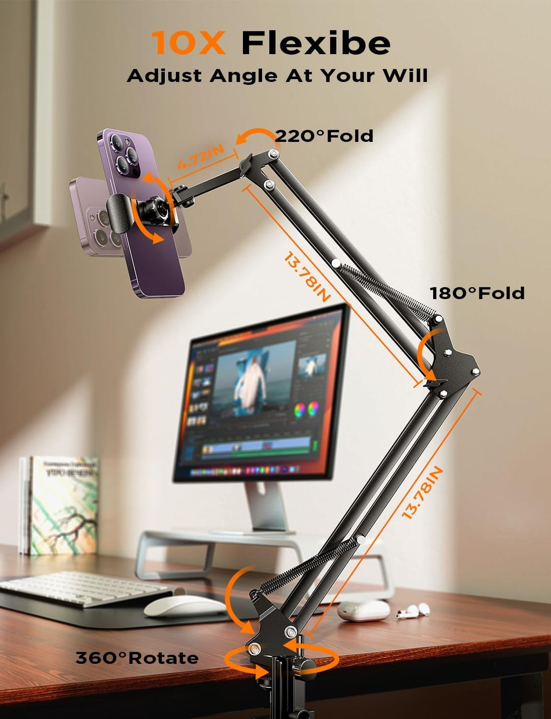 LISEN Tablet Halterung for iPad Halterung Bett, Superflexibel Einstellbar Kindle Halterung Bett Lang