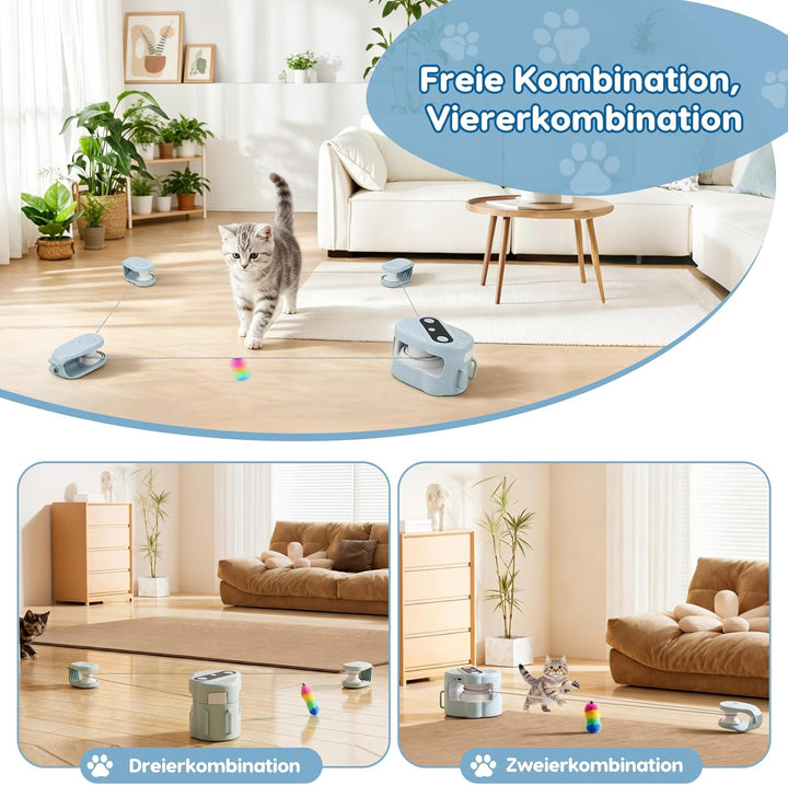 VINGVO Interaktives Katzenspielzeug, Katzenlaufband Katzenspielzeug Elektrisch mit Fernbedienung (He