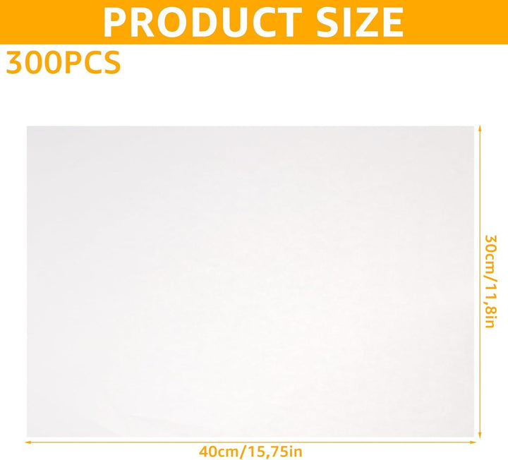 APACALI 300 Blatt Butterbrotpapier, 30x40CM Käsepapier, Wachspapier für Lebensmittel, Brotpapier wei