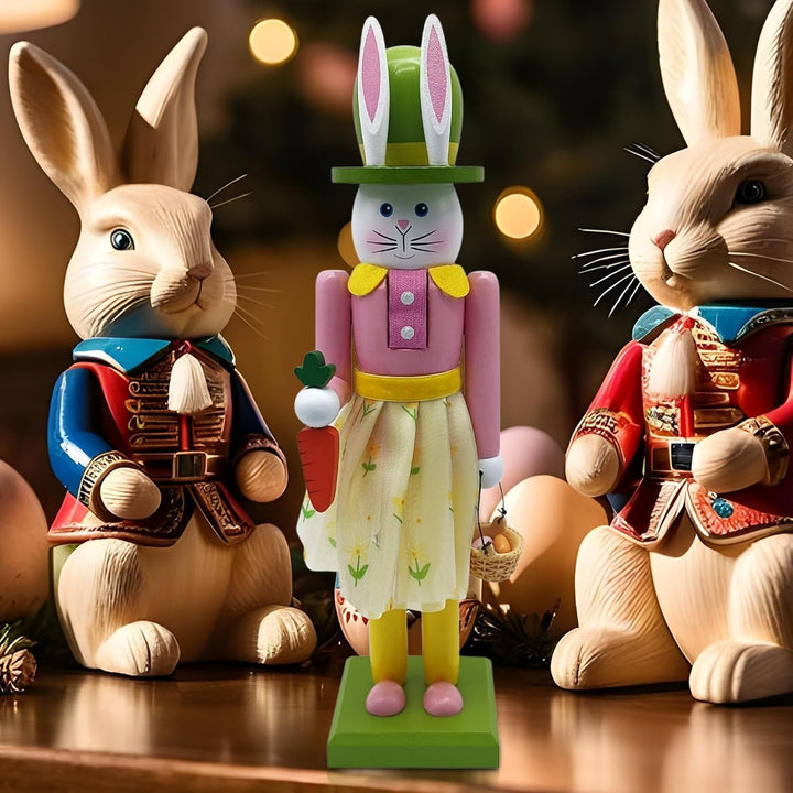 Generisch Nussknackers Ostern 30 cm Osterhase Nussknackers Figuren Osterdeko Easter Bunny Nutcracker