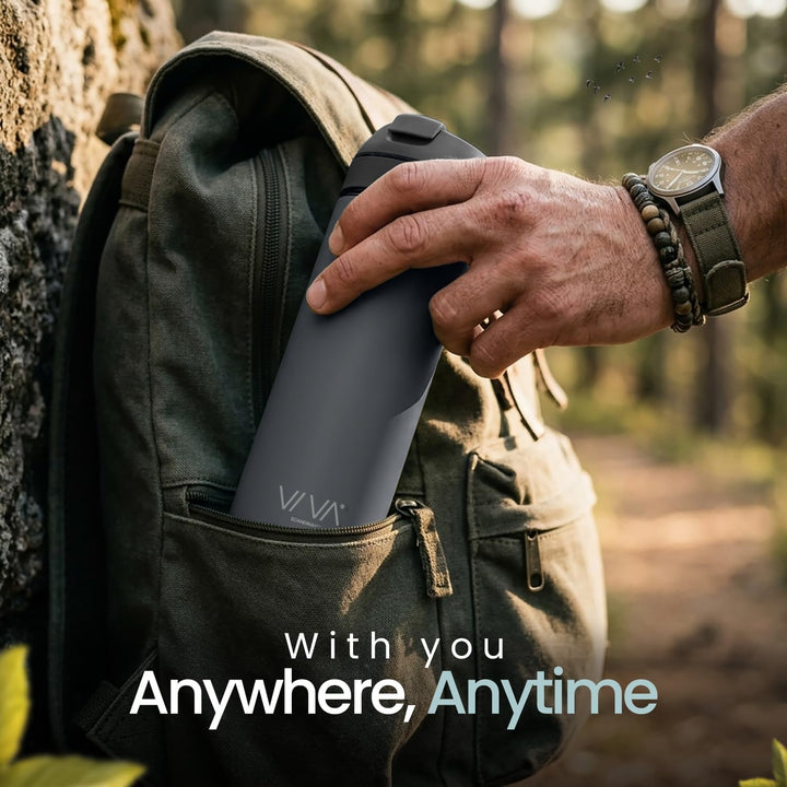VIVA Recharge Thermobecher to go, Edelstahl, Tee-Sieb, 0,46 l, Grau | Doppelwandig isolierter Edelst
