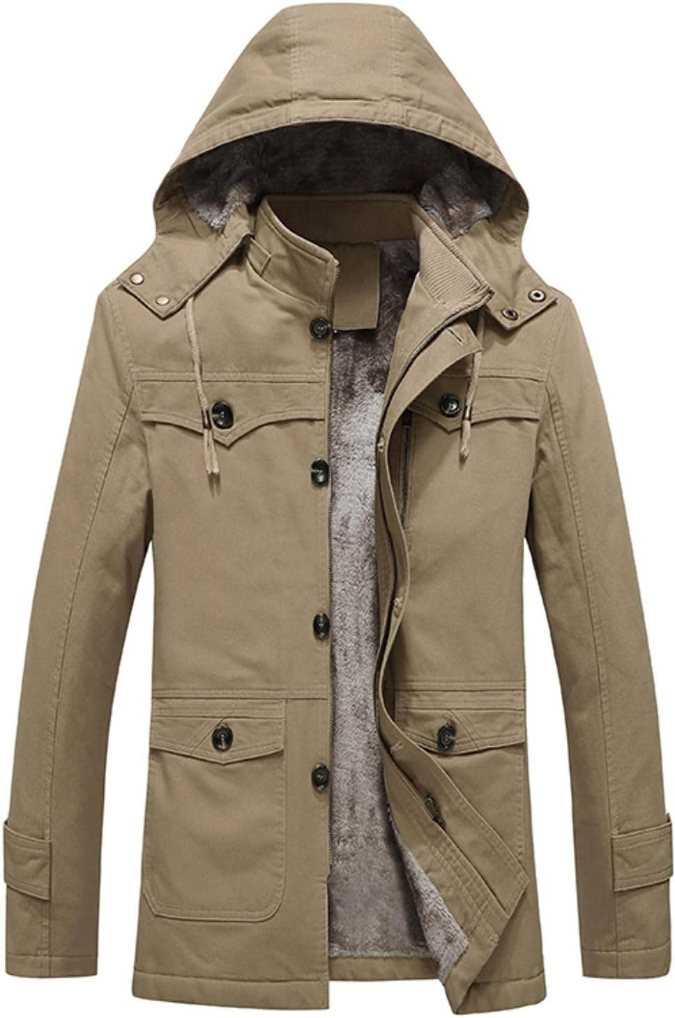 Zhiyao Fleece Cardigan Zip Jacke Herren Winterjacke Lässiger Stehkragen Warm Plus Samt Dicker Mantel