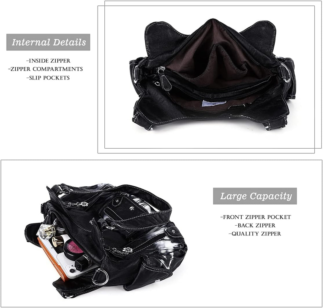 Angel Barcelo Damen Geldbörsen und Handtaschen PU Leder Umhängetasche Mode Hobo Taschen für Mädchen