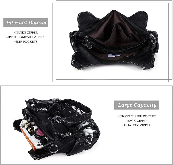 Angel Barcelo Damen Geldbörsen und Handtaschen PU Leder Umhängetasche Mode Hobo Taschen für Mädchen