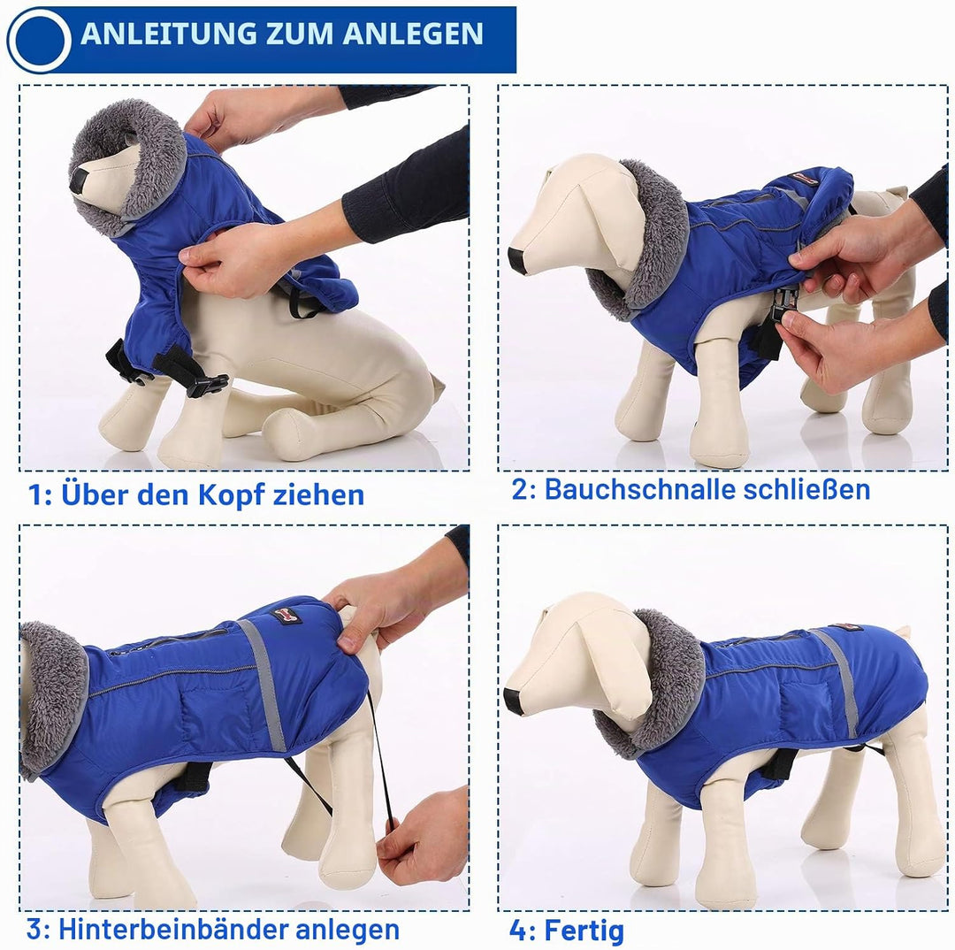 QBLEEV Hundewintermantel, warm, reflektierende Hundejacke, Rollkragen, wasserdicht, für kaltes Wette