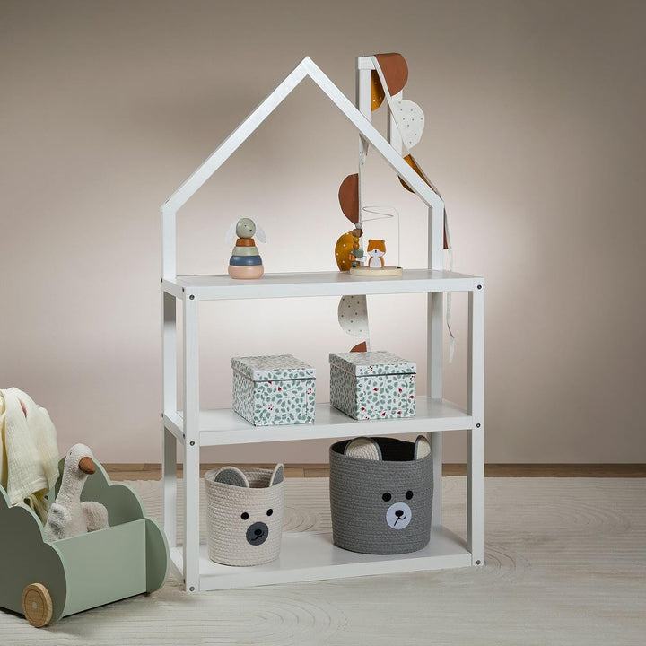 IDIMEX Kinderzimmer Regal LENISE in Hausform weiss - Kinderregal, Bücherregal, Massive Kiefer, 3 Abl