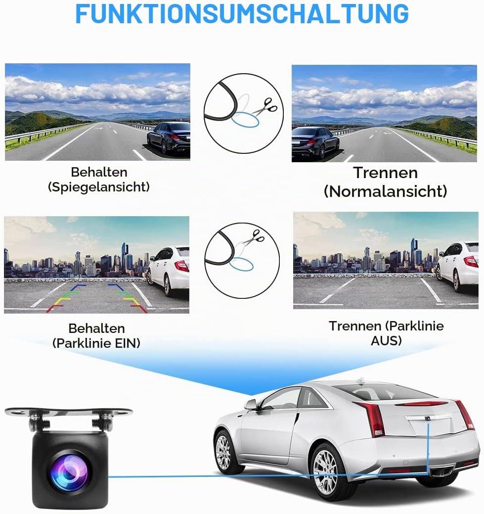 PARKVISION Rückfahrkamera mit 180° Super Weitwinkel Auto Kamera Rückfahrkamera DC 12-24V Breite Span