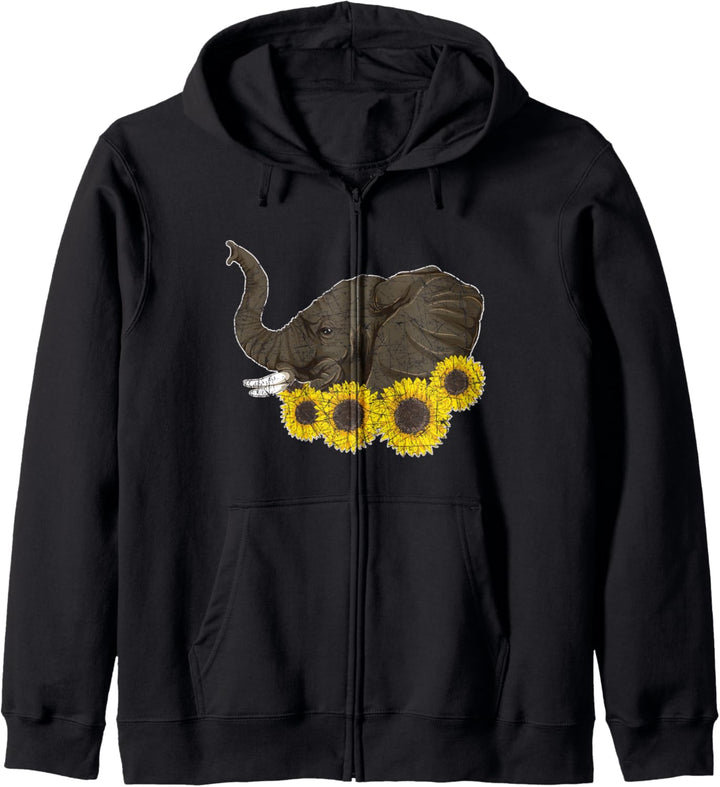 Sonnenblumen Hippie Afrika Tier Safari Elefant Kapuzenjacke