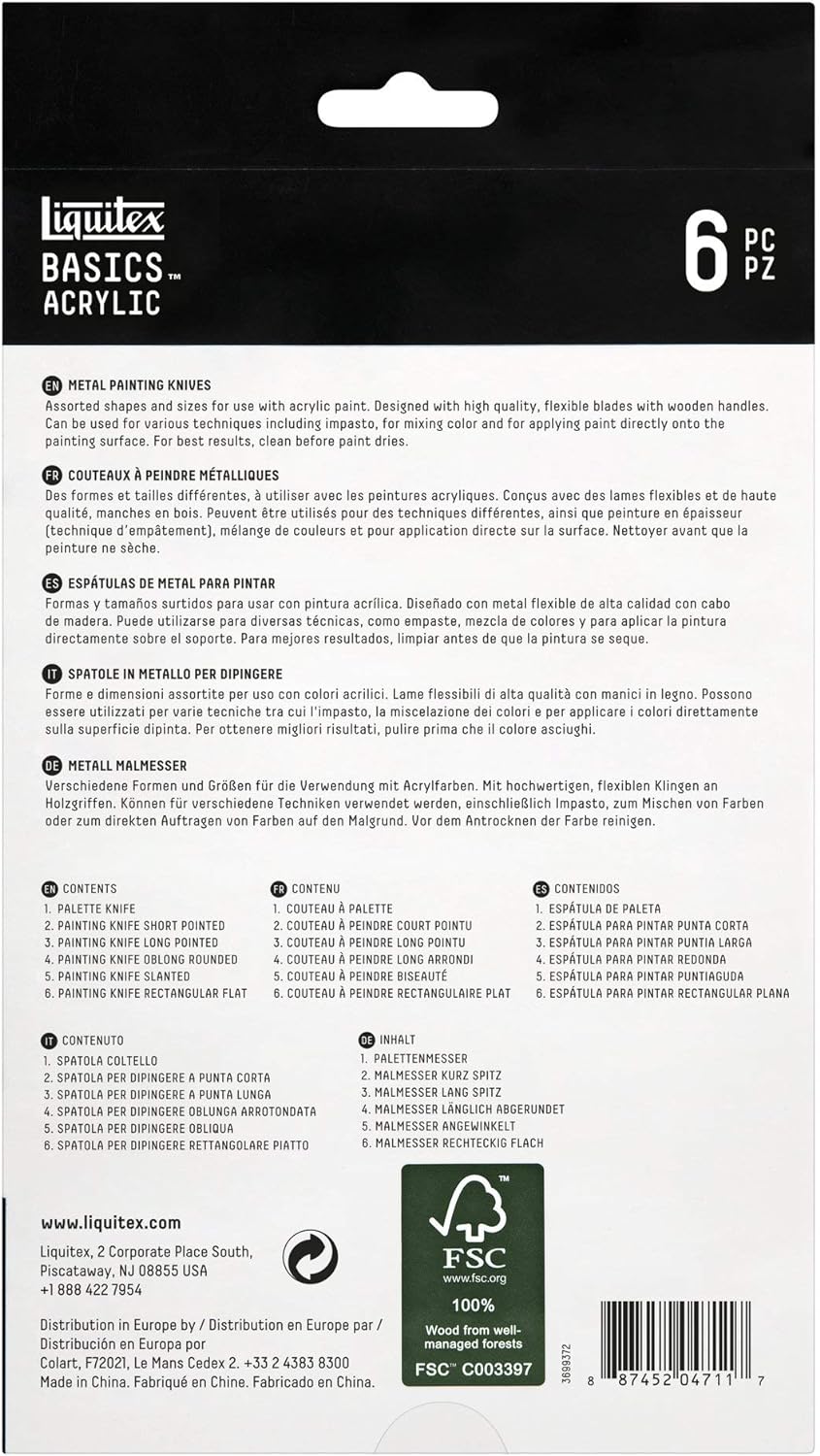 Liquitex 3699372 Basics Malmesser Set mit rostfreier elastischer Metallklinge für Acrylfarben oder Ö