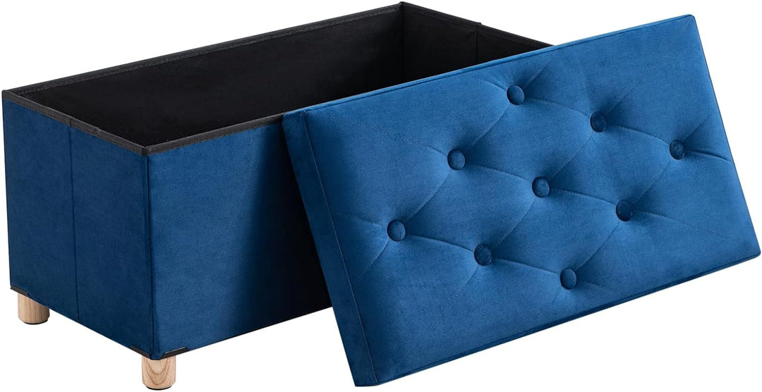 BRIAN & DANY Sitztruhe Sitzhocker Fusshocker mit Stauraum und Deckel mit Holzfüssen, 76 x 38 x 38 cm