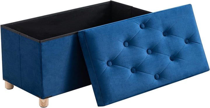 BRIAN & DANY Sitztruhe Sitzhocker Fusshocker mit Stauraum und Deckel mit Holzfüssen, 76 x 38 x 38 cm