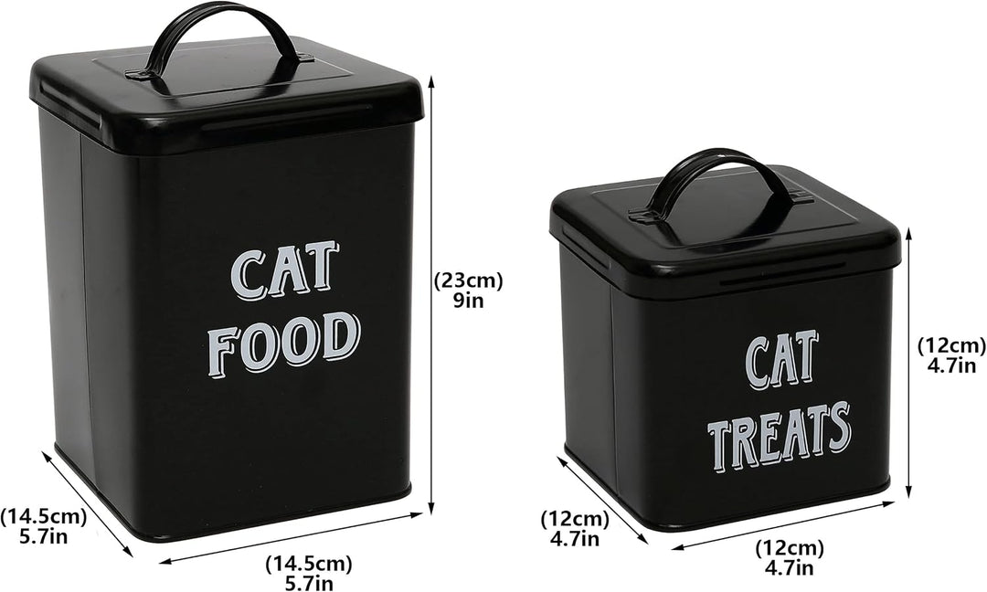Pethiy Katzenfutter und Katzenleckerli behälter Set mit Schaufel –Beschichteter Kohlenstoffstahl – d