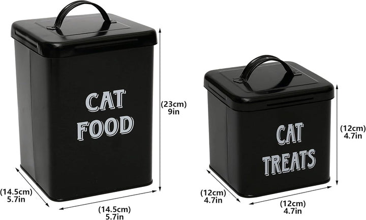 Pethiy Katzenfutter und Katzenleckerli behälter Set mit Schaufel –Beschichteter Kohlenstoffstahl – d