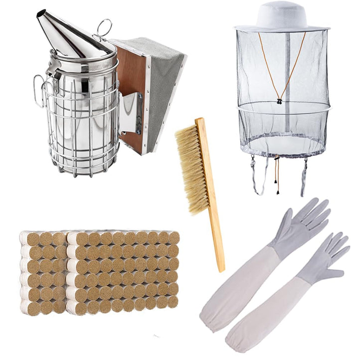 HunterBee imkereibedarf 10 Stück Bienenzucht Werkzeug Set, Edelstahl Bienenstock Raucher Zubehör Set