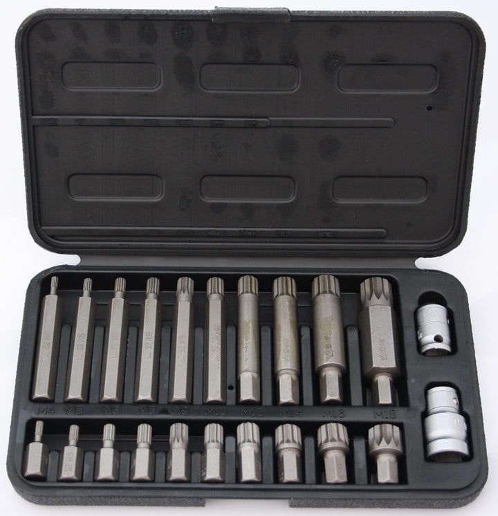 RICHMANN Bit Set 22-tlg. Vielzahn (30, 75mm)- Spline Bit Set M4 M5 M6 M8 M9 M10 M12 M14 M16 M18 + 2