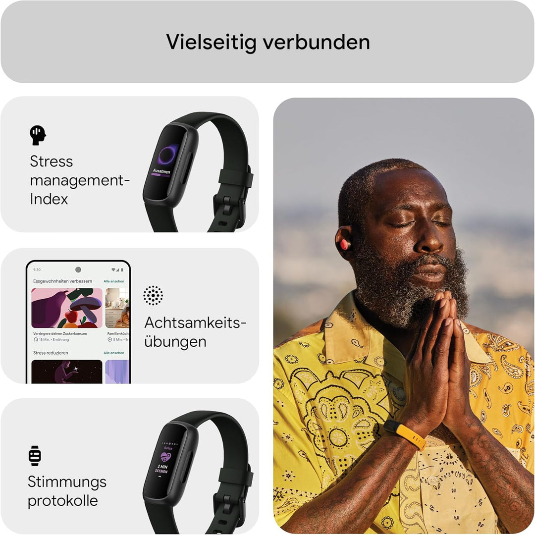 Google Fitbit Inspire 3 – Gesundheits- & Fitness-Tracker Damen / Herren - Herzfrequenzmessung, Stres