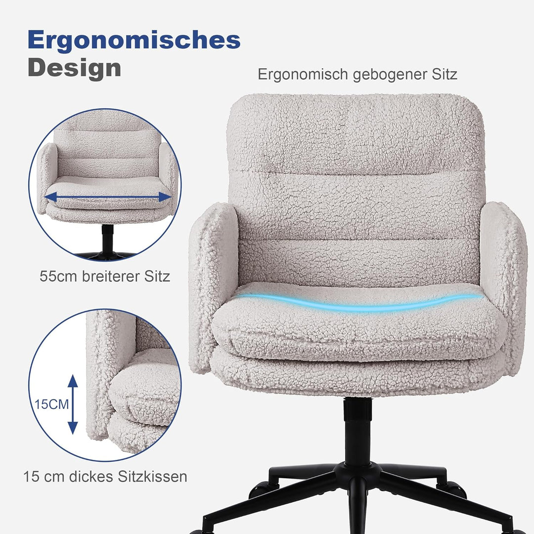 Youhauchair Schreibtischstuhl, Schminktisch Stuhl aus Kunstpelz, Bequemer Drehstuhl Schreibtisch Stu