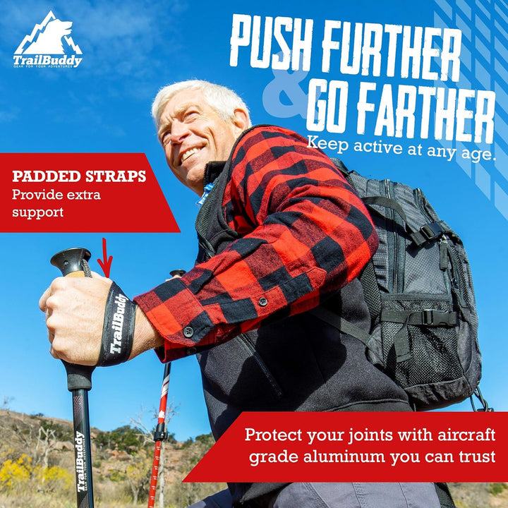 TrailBuddy Trekking Poles - Lightweight, Collapsible Hiking Poles for Snowshoe & Backpacking Gear -