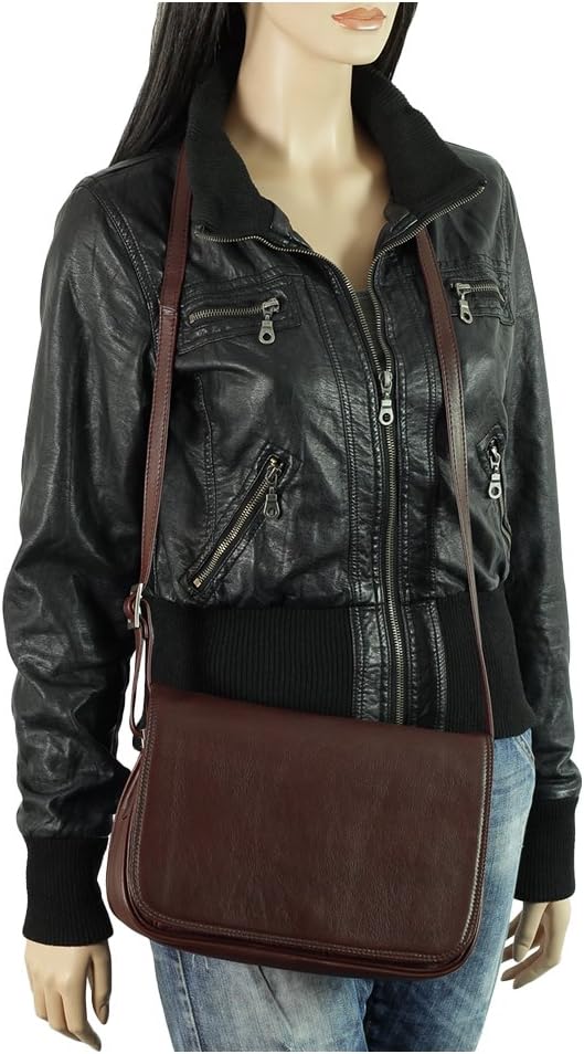 Ledershop24 Leder Damen Umhängetasche Schultertasche Festivaltasche Handtasche Tasche 28 cm vers. Fa