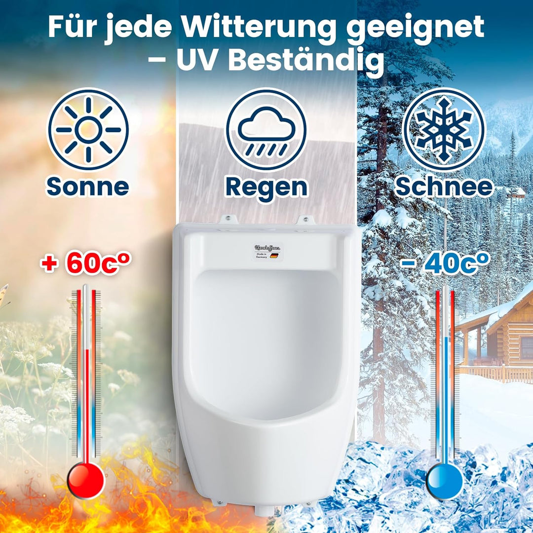 Urinal Kunststoff Pissoir mit Schlauch, Urinalsieb & Zubehöhr - Herren Männer WC Set Steh Klo Urinal