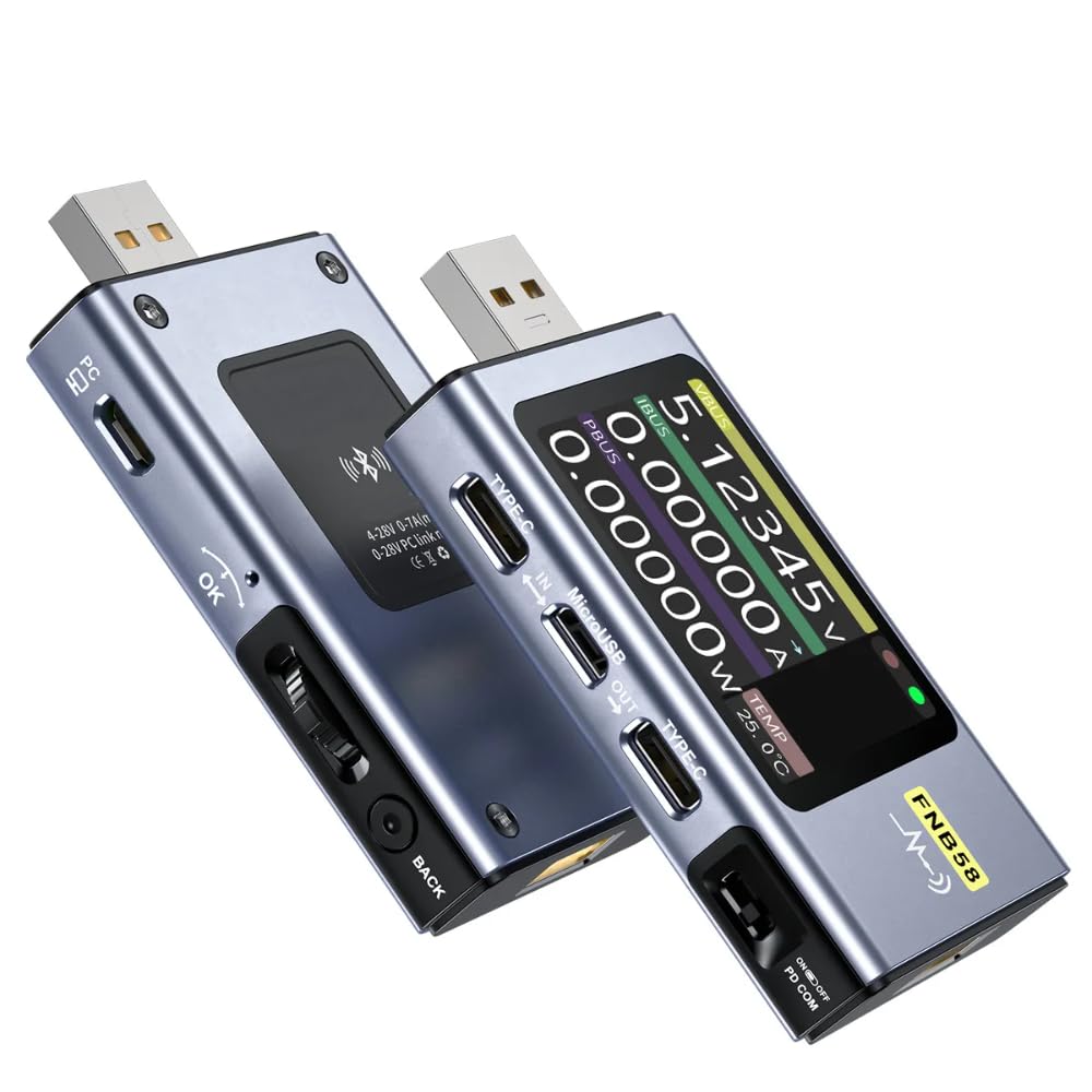 DollaTek FNB58 Digitales Voltmeter, Amperemeter, USB-Tester, Typ C, Schnellladungserkennung, Auslöse