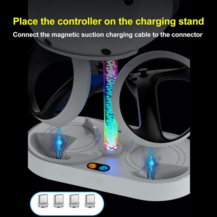 Topiky Magnetische Ladestation für VR2 Vontroller und für PS5-Konsole, RGB-USB-Schnellladestation mi