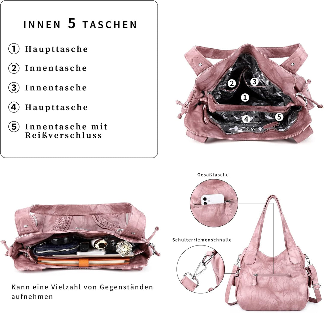 angel kiss Handtasche Damen Schultertasche Multifunktionale Umhängetaschen Wasserdicht PU Veganes Le