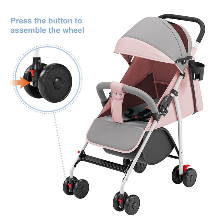 Kinderwagen Multifunktional Faltbar, Rückenlehne Verstellbar 175° Kann Sitzen oder Liegen, Verstellb