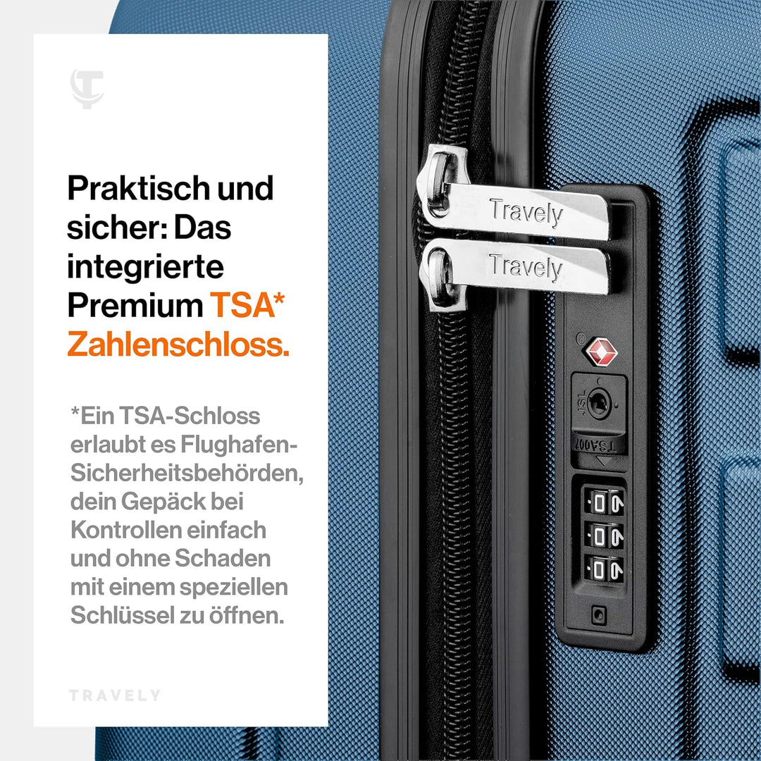 Travely Premium Koffer Gross: 28" Jede Menge Platz mit mehr als 120L Volumen, sehr robuster Hartscha