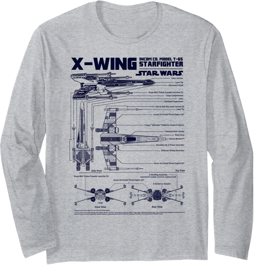 Star Wars X-Wing Schematics Poster Langarmshirt